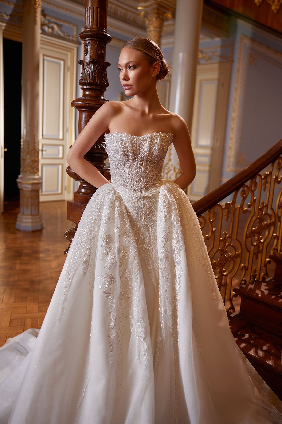 Crystal Embellished Strapless Trumpet Princess 2-in-1 Wedding Dress   Annabella Bridal