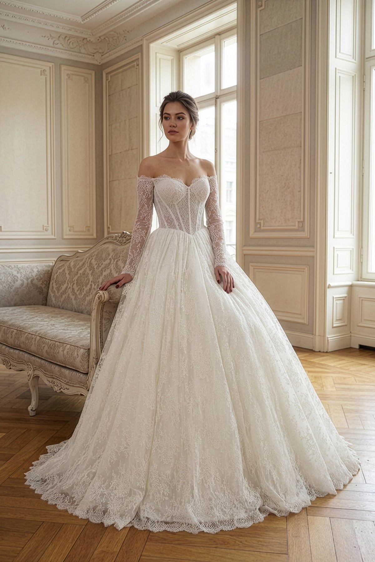 Annabella Helen Gelinlik – Büzgülü Dantel Detaylı Zarif Tasarım