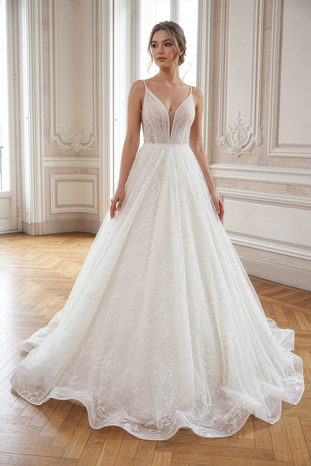 Annabella Helen Gelinlik – Lez Dantel Dokusu ve Bedendeki Drapelerin Zarafetle Buluştuğu Feminen Siluet