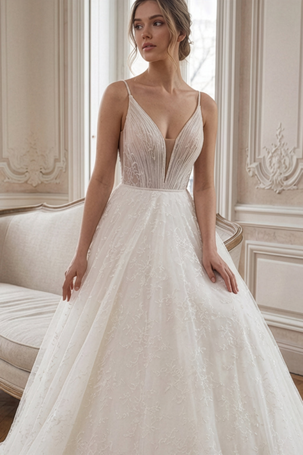 Annabella Helen Gelinlik – Lez Dantel Dokusu ve Bedendeki Drapelerin Zarafetle Buluştuğu Feminen Siluet