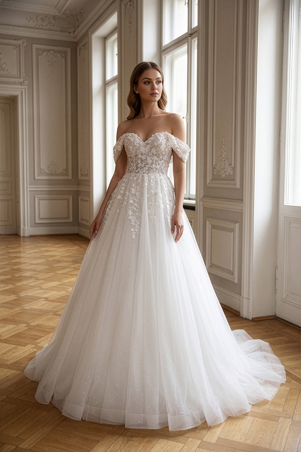 Annabella Helen Gelinlik – Üç Boyutlu Çiçek Detaylarıyla Zenginleşen, Romantik Kollu Zarif ve Feminen Siluet