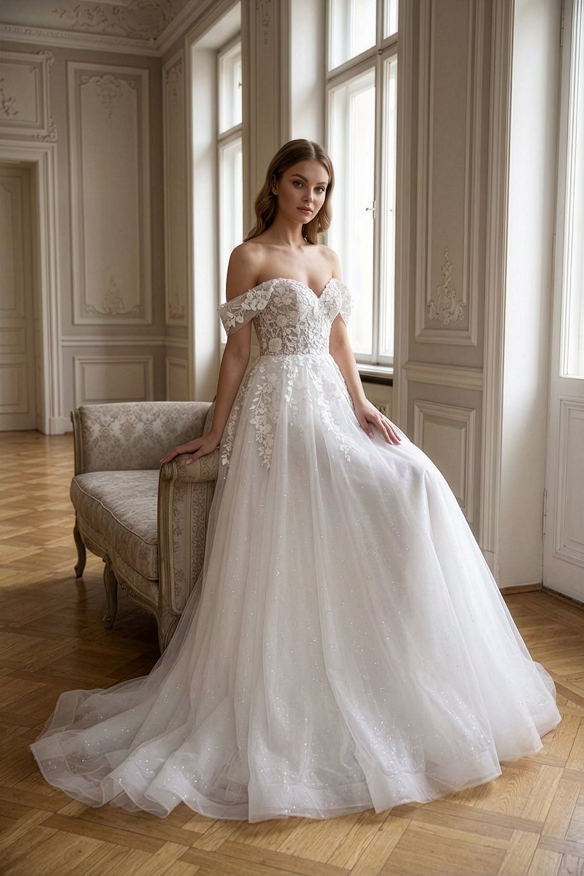 Annabella Helen Gelinlik – Üç Boyutlu Çiçek Detaylarıyla Zenginleşen, Romantik Kollu Zarif ve Feminen Siluet