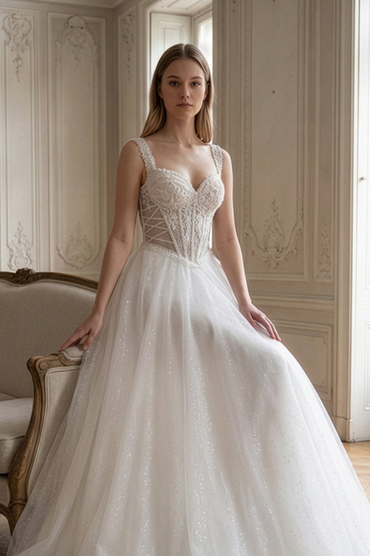 Annabella Helen Gelinlik – Işıltı ve Transparan Detayların Bir Araya Geldiği, Hafif ve Feminen Siluet
