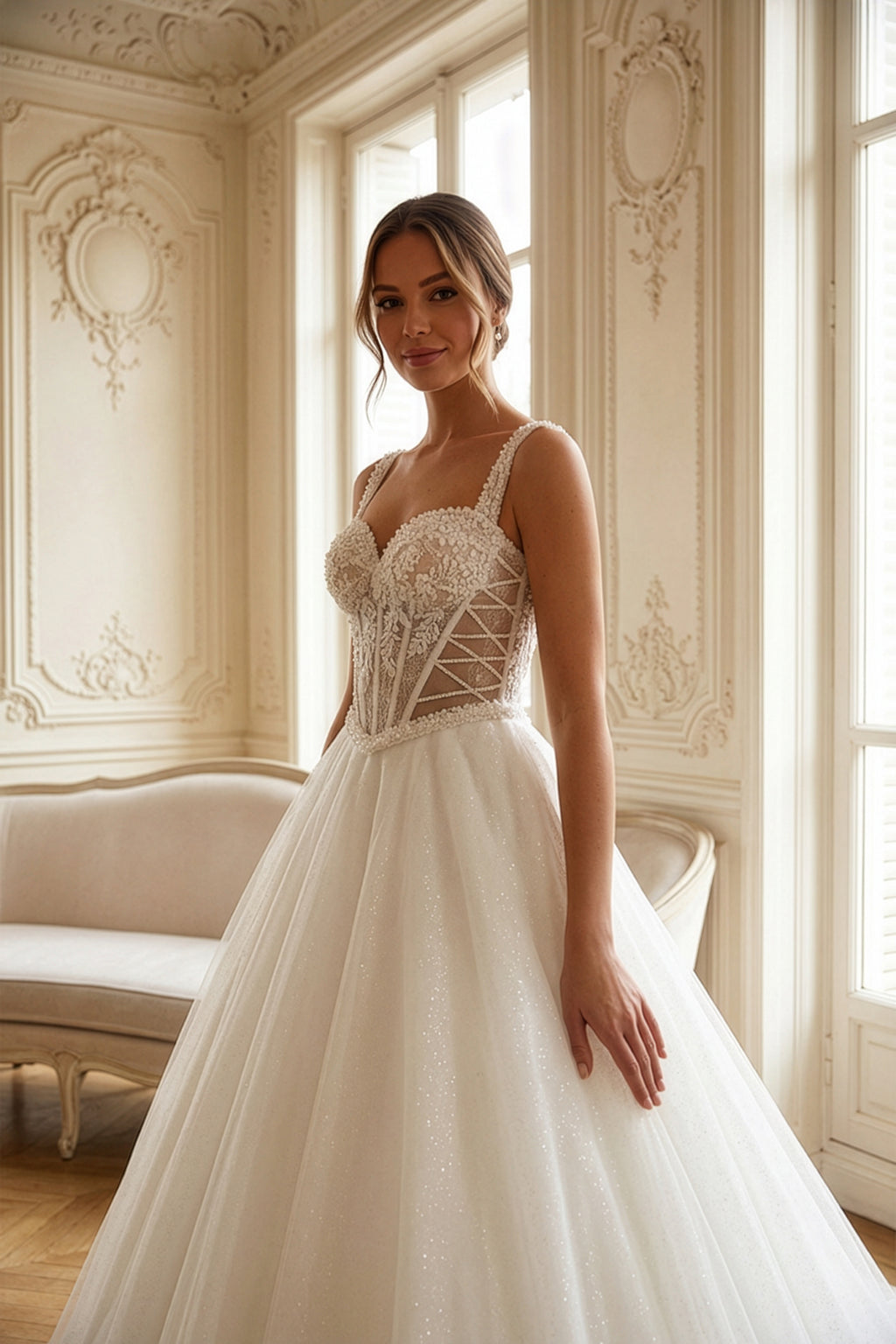 Annabella Helen Gelinlik – Işıltı ve Transparan Detayların Bir Araya Geldiği, Hafif ve Feminen Siluet
