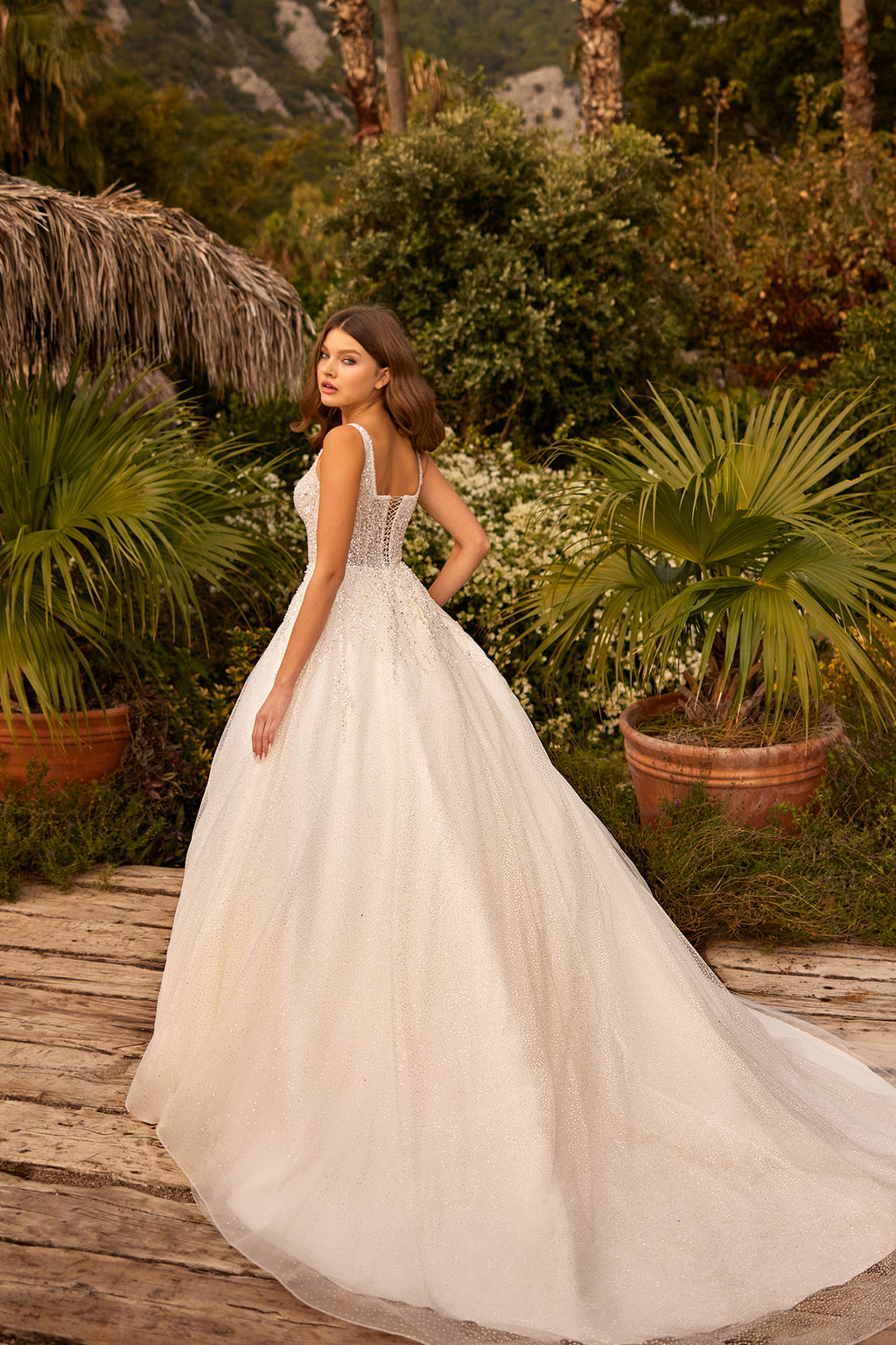 Annabella Kare Yaka Dantel A Kesim Gelinlik Beyaz