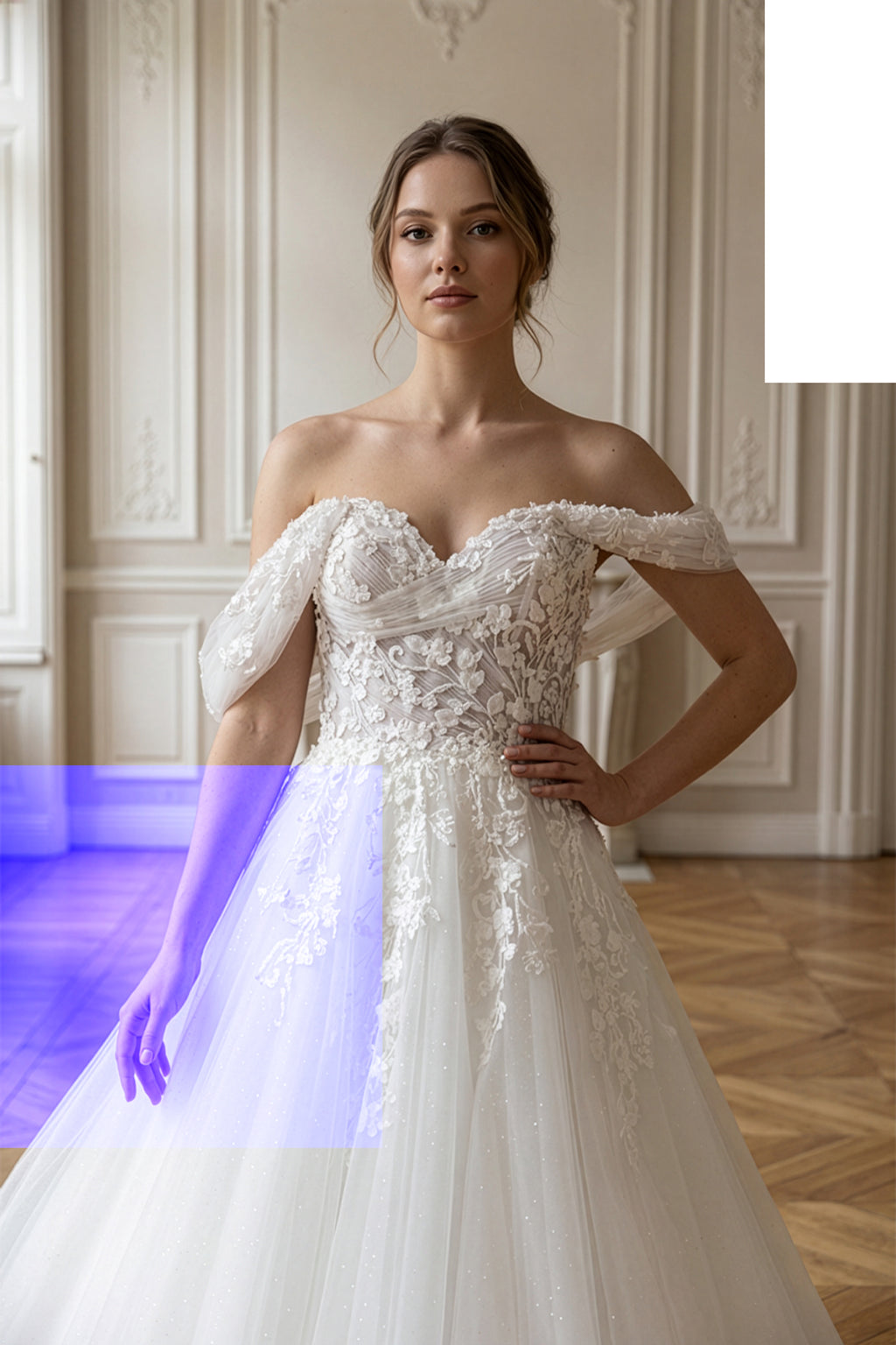 Annabella Helen Gelinlik – Üç Boyutlu Çiçek Detaylarıyla Zenginleşen, Romantik Kollu Zarif ve Feminen Siluet