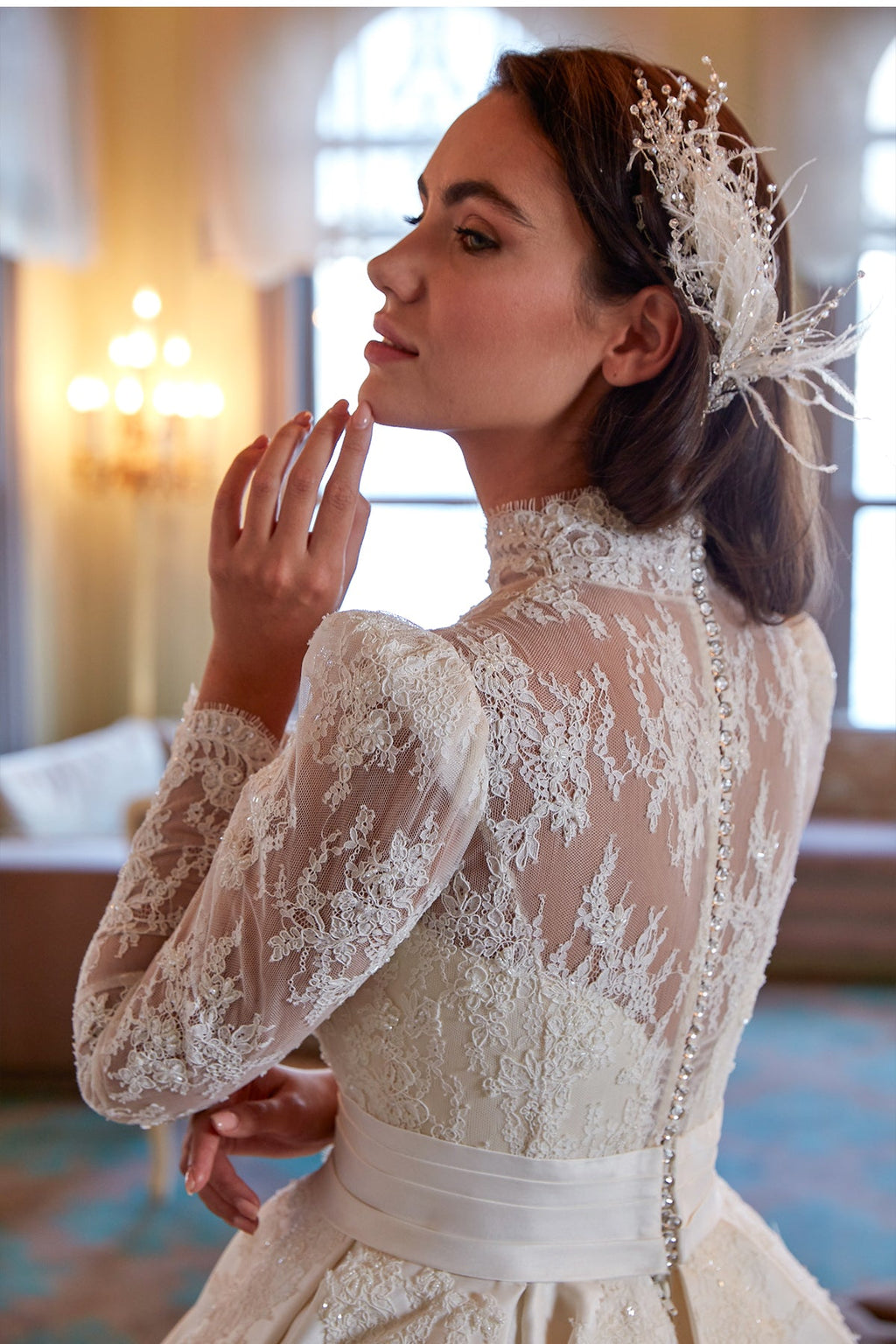 Annabella Vatka Kollu Pullu Lez Drape Kalın Kemer Pileli Kabarık Gelinlik - Annabella Bridal – Modern ve Zamansız Gelinlik Tasarımları - Annabella